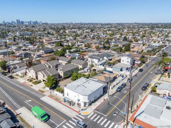 an aerial view of a city