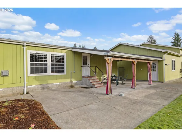 a view of a house with patio