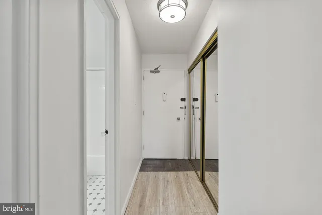a view of wooden floor in a bathroom