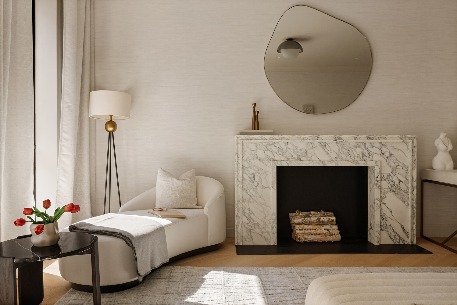 34 West 12th Street Manhattan, NY 10011 - Photo 6 of 53 a living room with furniture and a fireplace