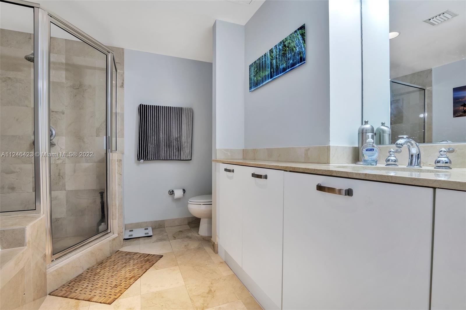 2030 Douglas Road, Unit 817 Coral Gables, FL 33134 - Photo 13 of 28 a bathroom with a sink a toilet and shower