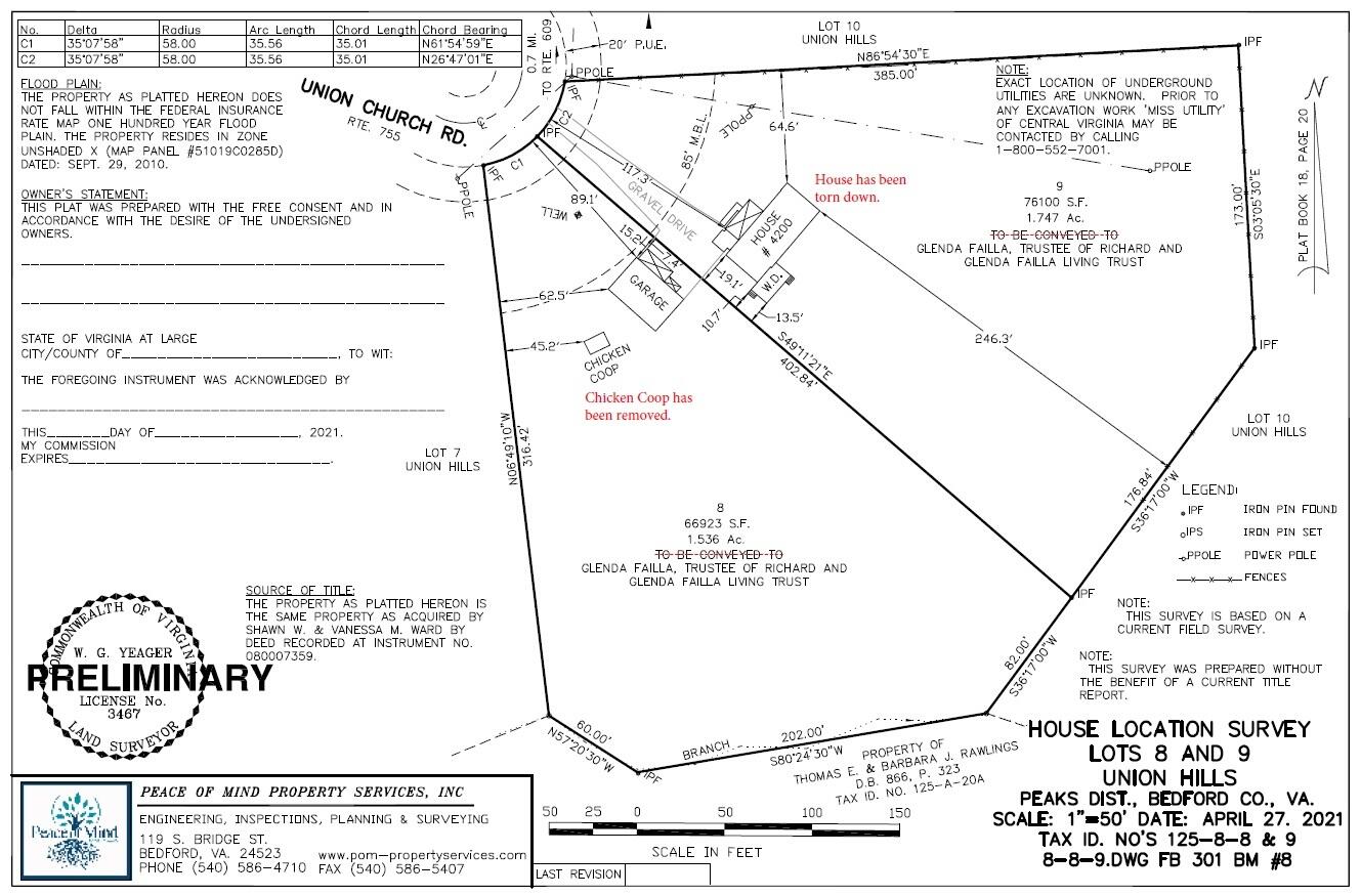 4200 Union Church Road Thaxton, VA 24174 - Photo 13 of 13 Survey with Notations