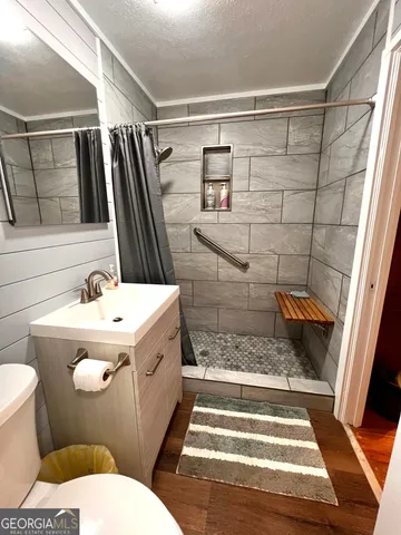 a bathroom with a sink and toilet