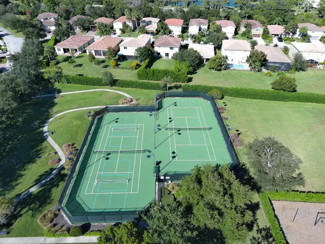 a view of a lush green space