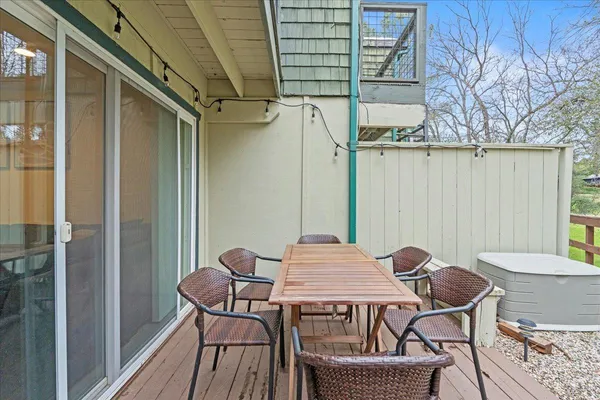 a view of a water with a mountain