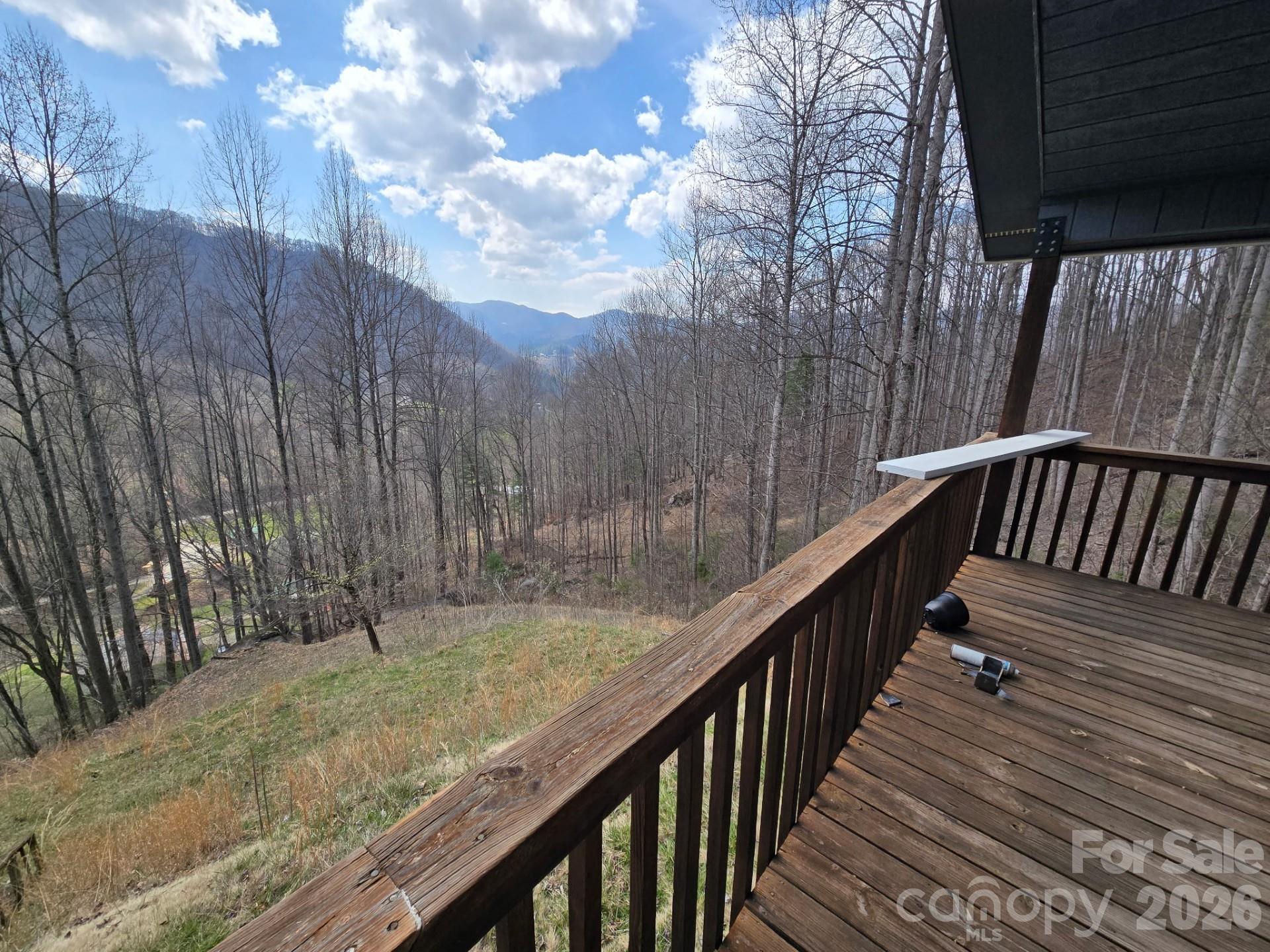 987 W Road Hot Springs, NC 28743 - Photo 1 of 10 a view of balcony with wooden floor and fence