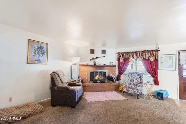 a bedroom with furniture and a bed