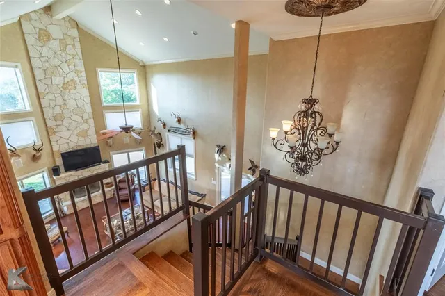 a view of a balcony with furniture