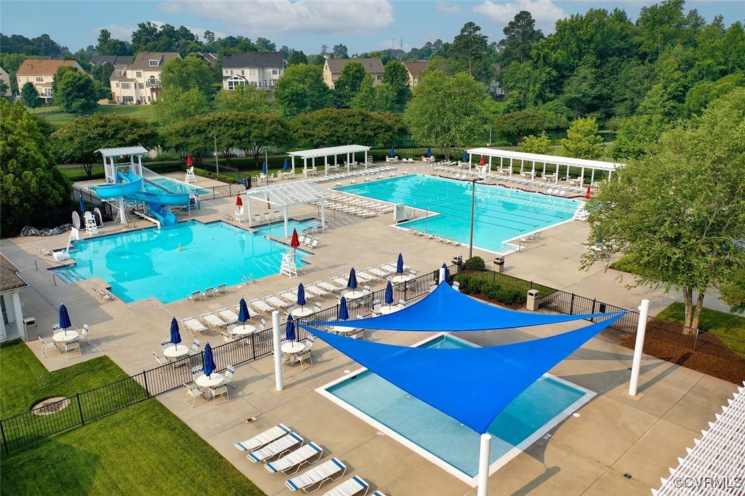 5320 Good Landing Road, Unit 103 Glen Allen, VA 23059 - Photo 30 of 37 an aerial view of a pool patio and outdoor kitchen