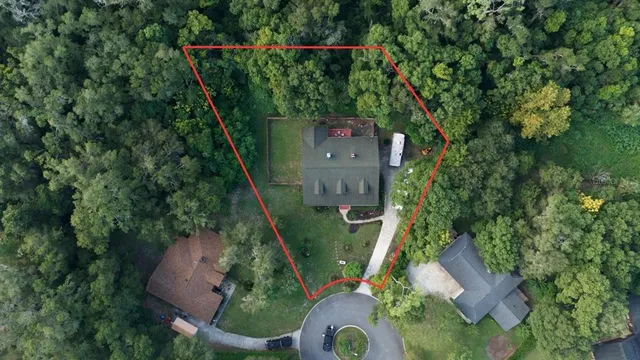 an aerial view of a house