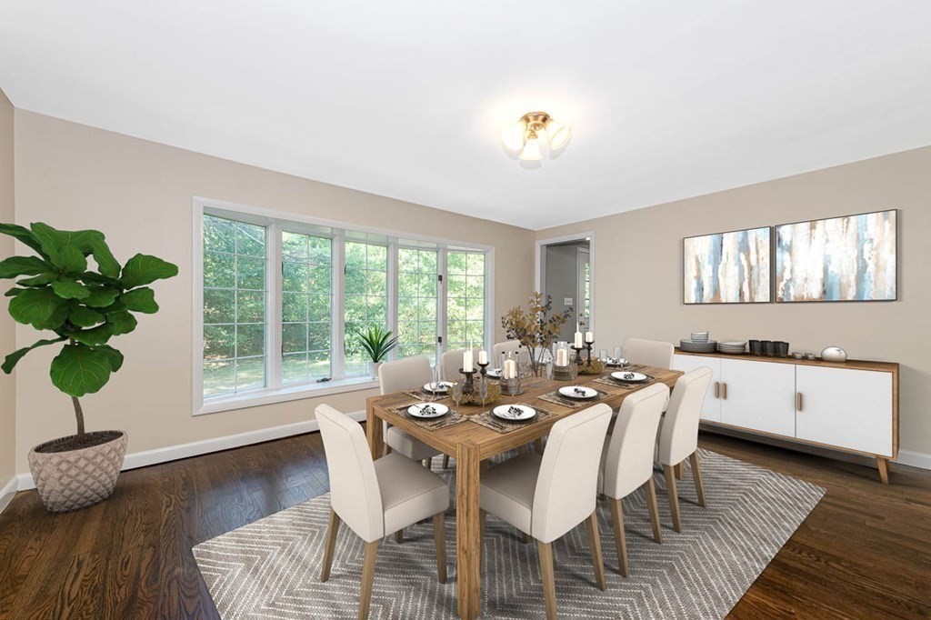 2 King George Drive Boxford, MA 01921 - Photo 19 of 41 a view of a dining room with furniture window and wooden floor