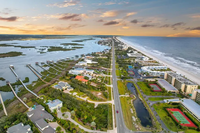 a view of a city and ocean view