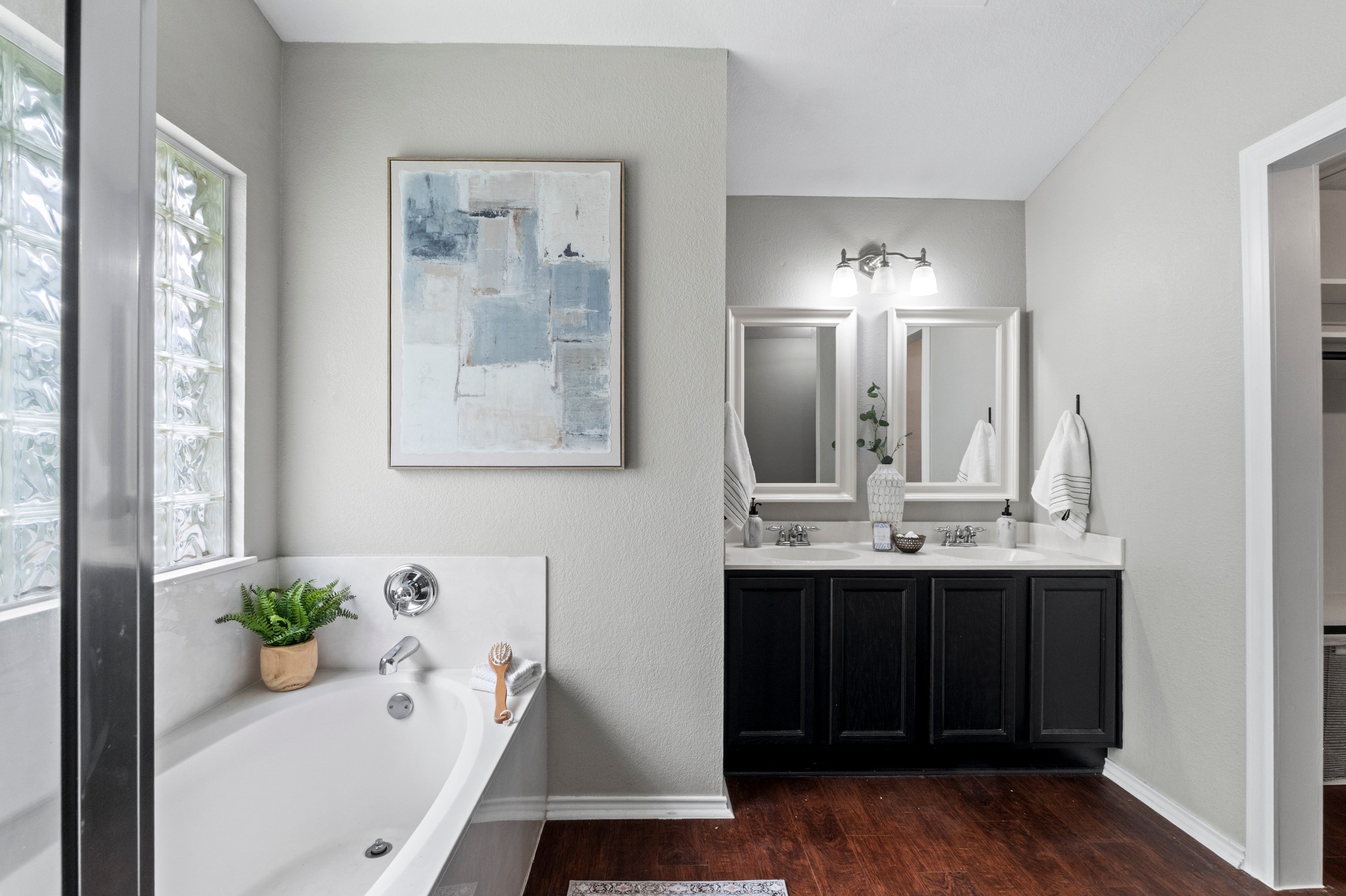 1042 Monadale Trail Round Rock, TX 78664 - Photo 23 of 40 a bathroom with a tub sink and mirror