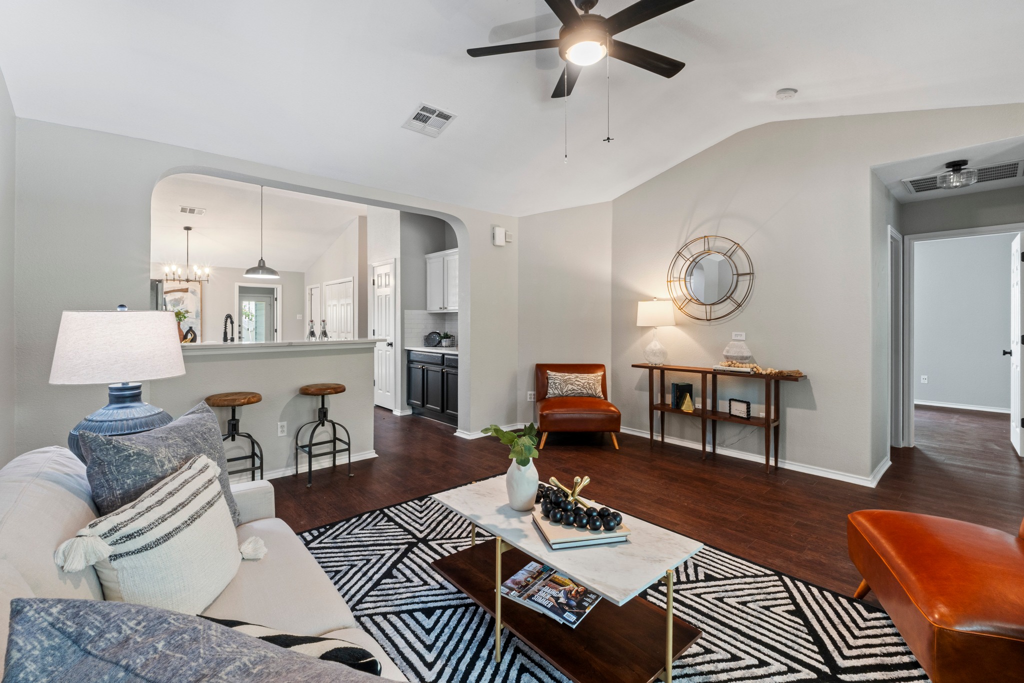 1042 Monadale Trail Round Rock, TX 78664 - Photo 8 of 40 a living room with furniture and wooden floor