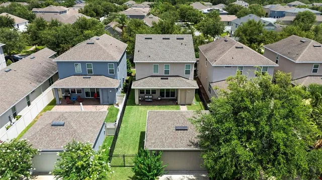 an aerial view of a house