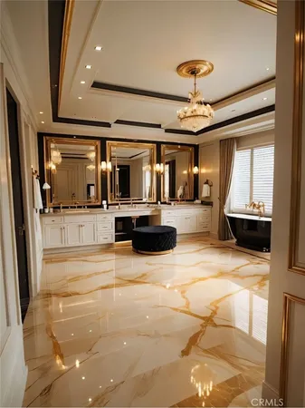 a bathroom with a bathtub and shower