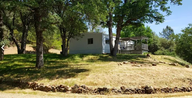 a view of a green field with lots of bushes