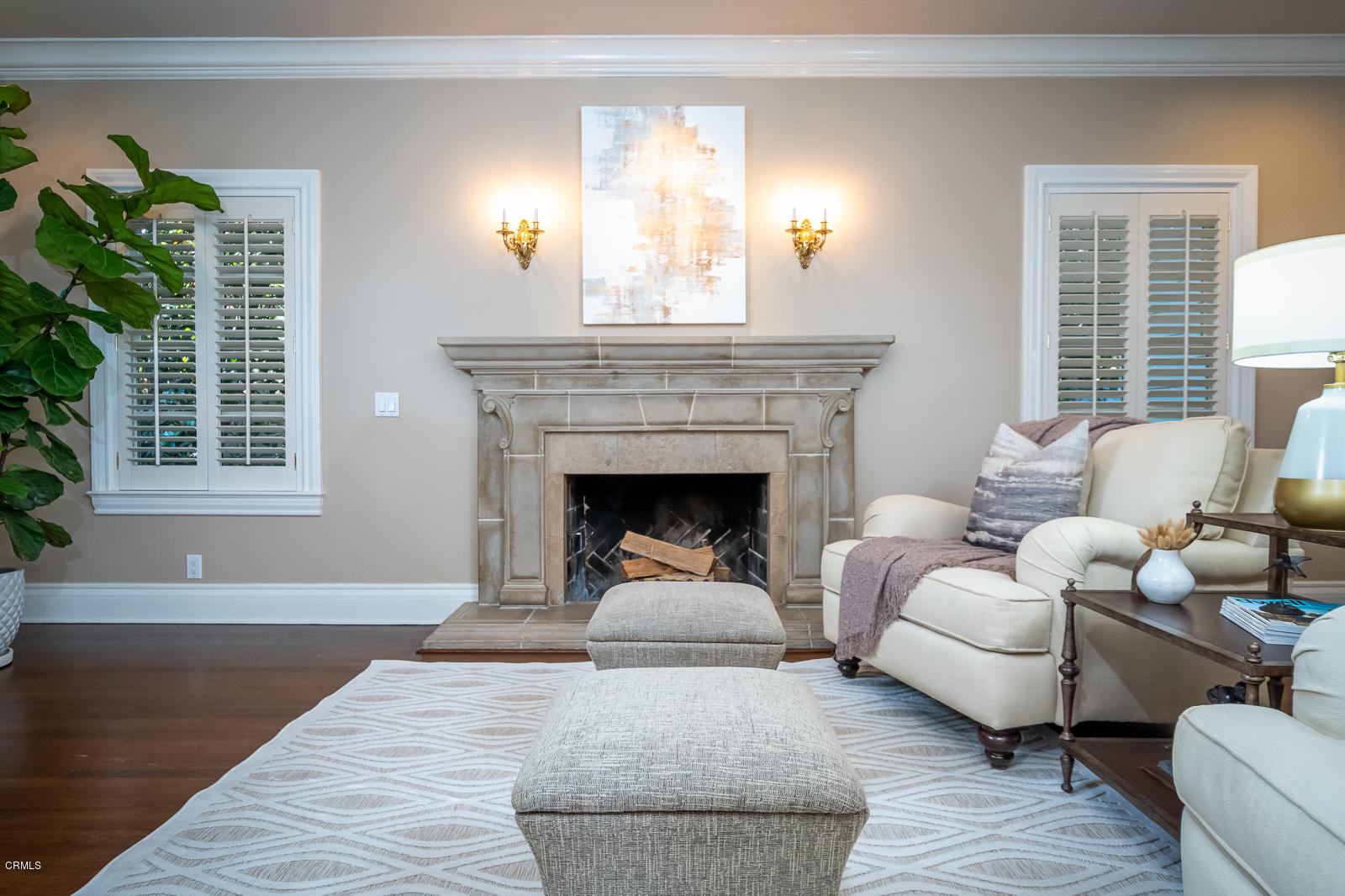 551 Georgian Road La Canada Flintridge, CA 91011 - Photo 7 of 56 a living room with furniture and a fireplace