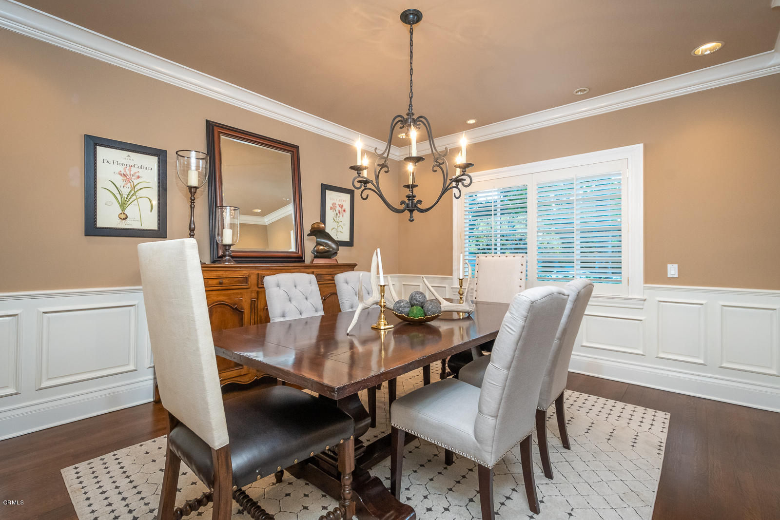 551 Georgian Road La Canada Flintridge, CA 91011 - Photo 10 of 56 a view of a dining room with furniture a chandelier and wooden floor