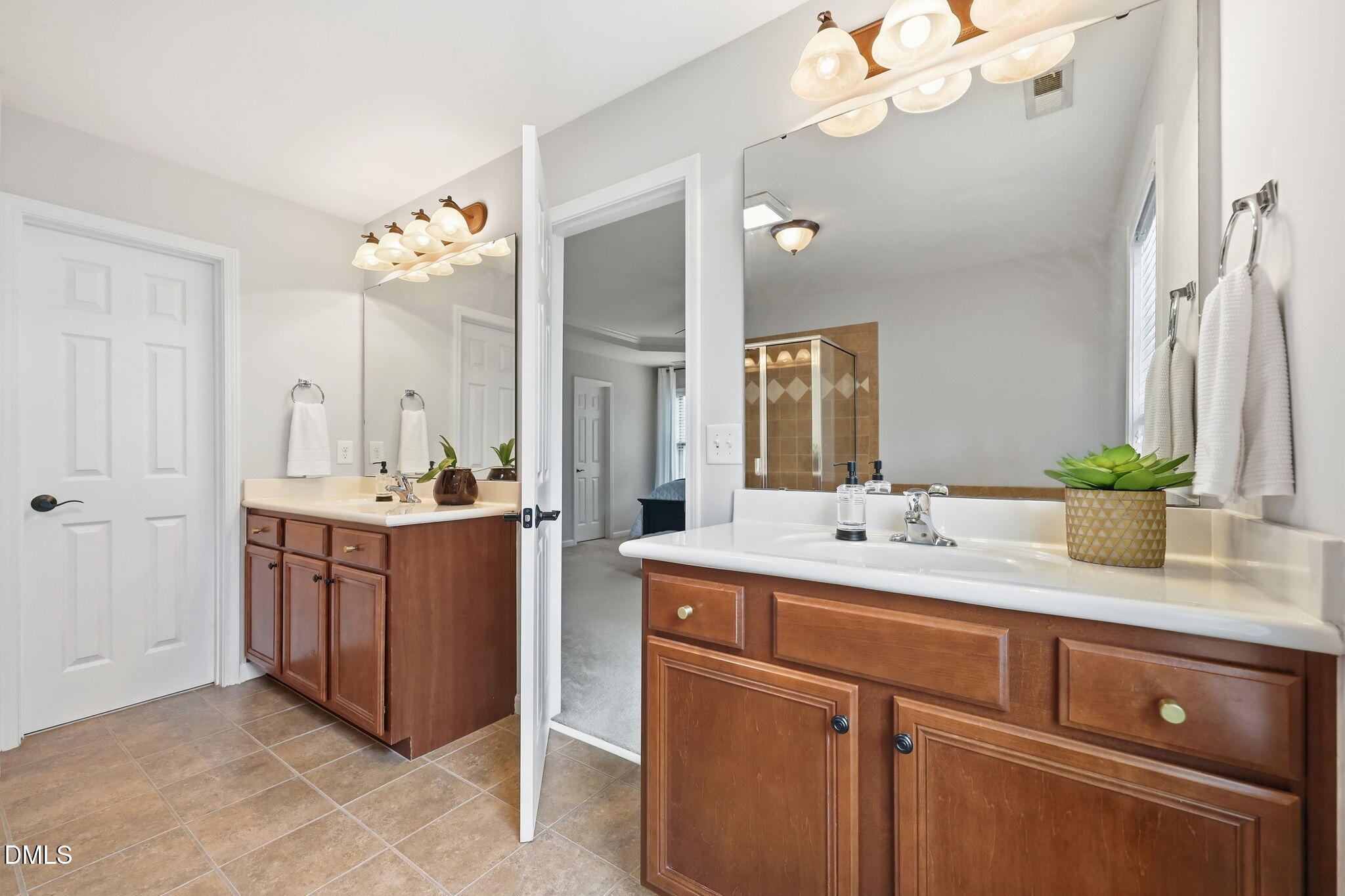 162 Gathering Place Durham, NC 27713 - Photo 24 of 52 a bathroom with a sink vanity granite and a mirror