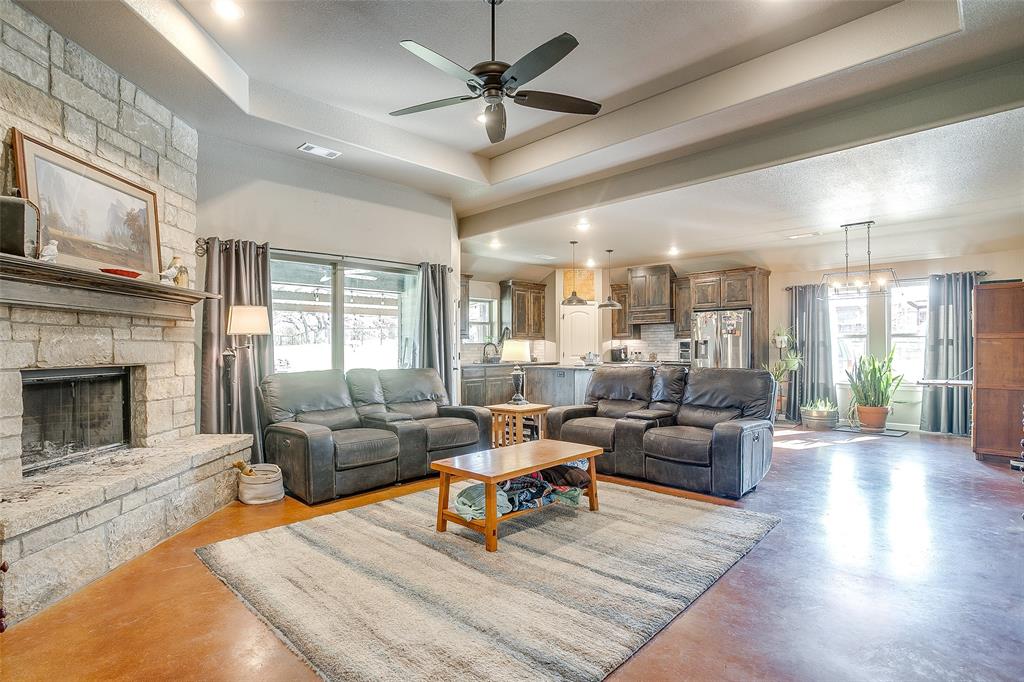 1028 Hope Court Boyd, TX 76023 - Photo 8 of 40 a living room with furniture and a fireplace