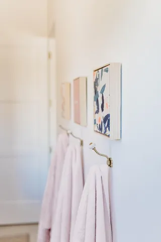 a close up of a shower curtain