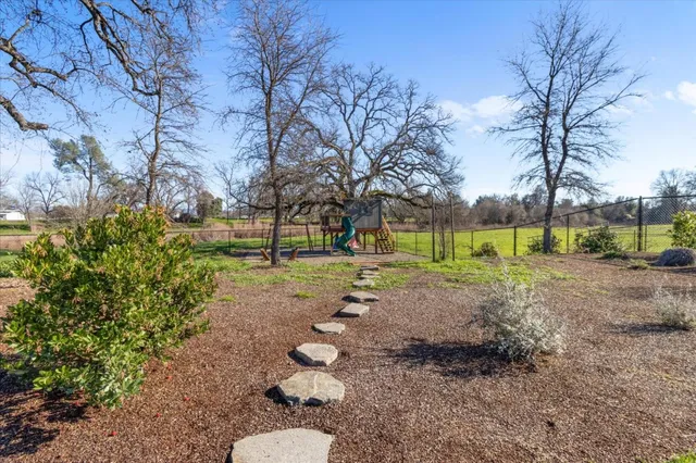 a view of a park with slide