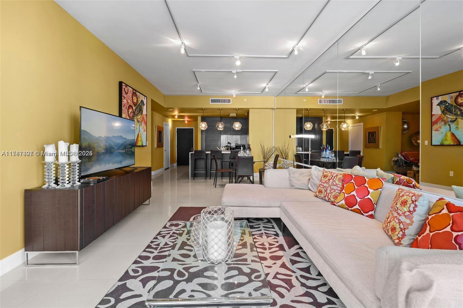 900 Biscayne Boulevard, Unit 2410 Miami, FL 33132 - Photo 8 of 39 a living room with furniture and a flat screen tv