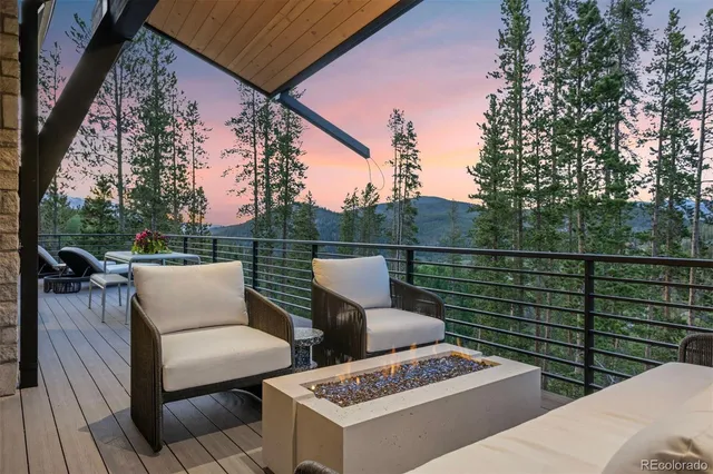 a view of balcony with furniture