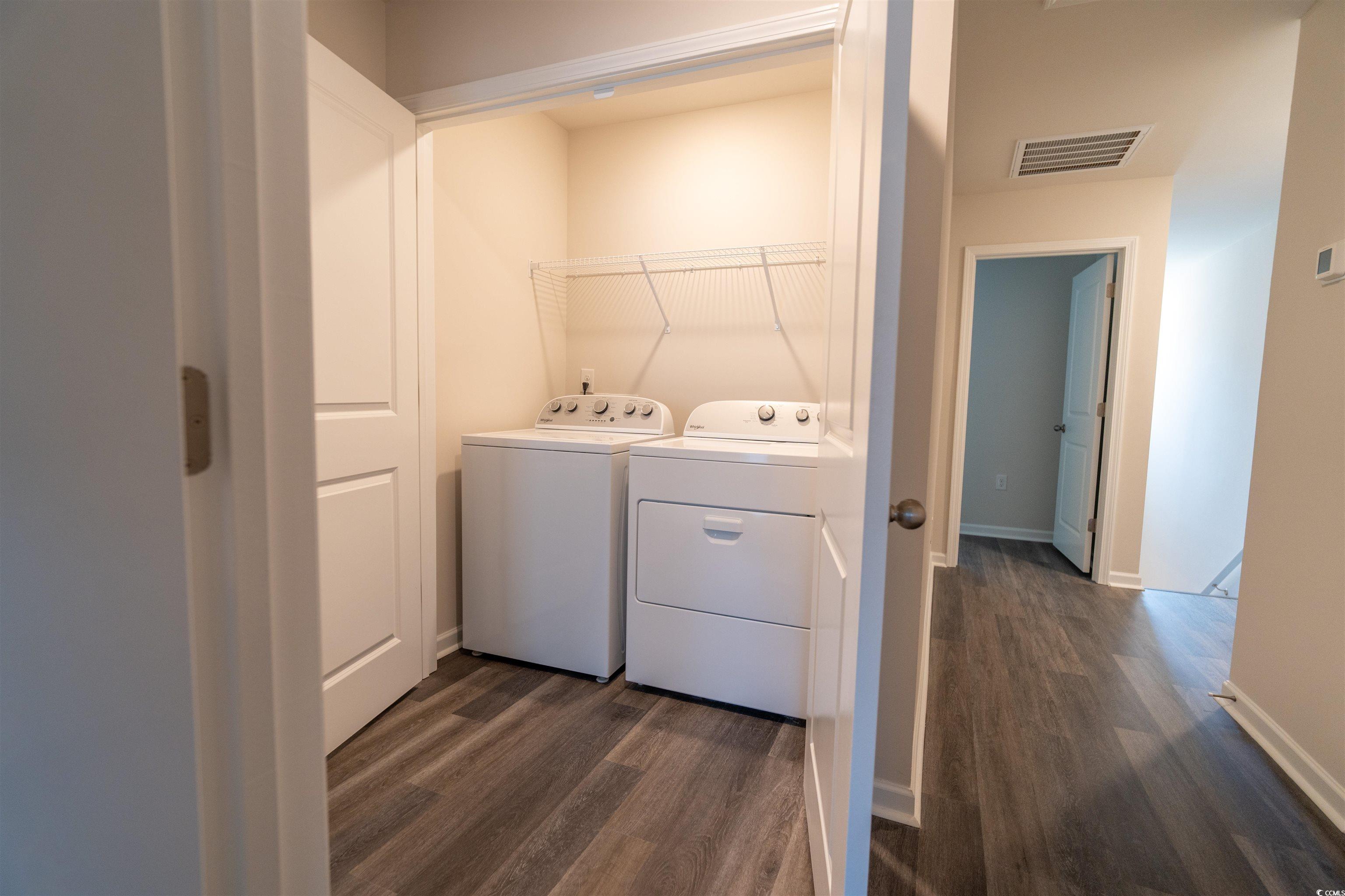 160 Harvest Gold Drive Conway, SC 29526 - Photo 32 of 37 Washroom featuring dark wood-type flooring and independent washer and dryer