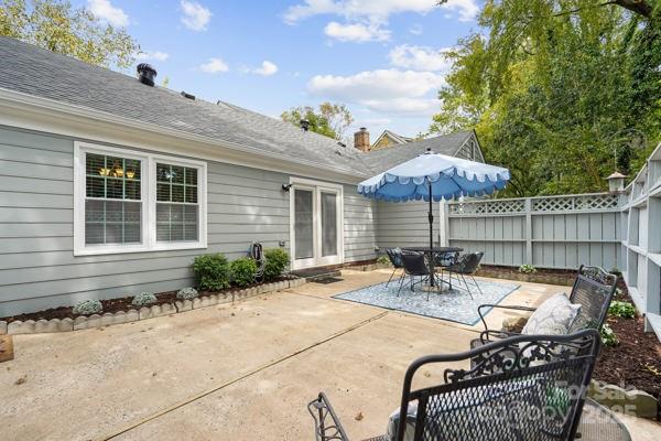 2707 Quailrush Road Charlotte, NC 28226 - Photo 25 of 29 a patio with a table and chairs under an umbrella with a barbeque