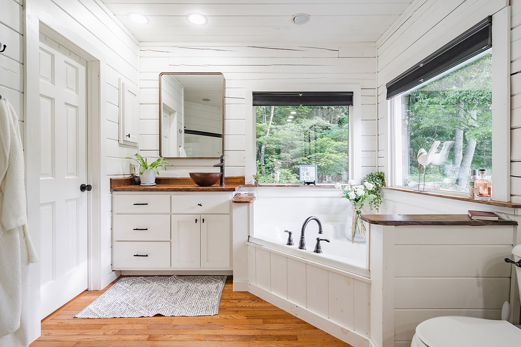 328 Black Ankle Creek Road Cherry Log, GA 30522 - Photo 22 of 103 a bathroom with a granite countertop sink mirror bathtub and window
