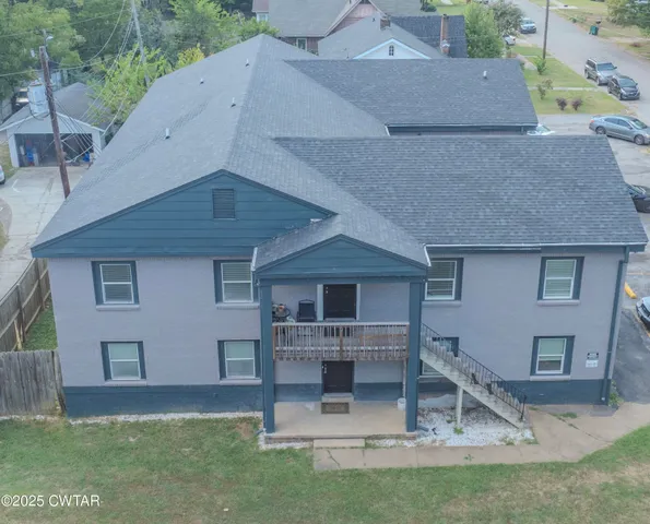 an aerial view of a house