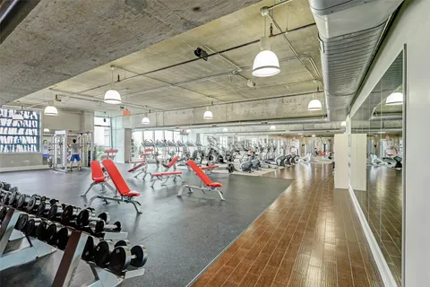 a view of a room with gym equipment