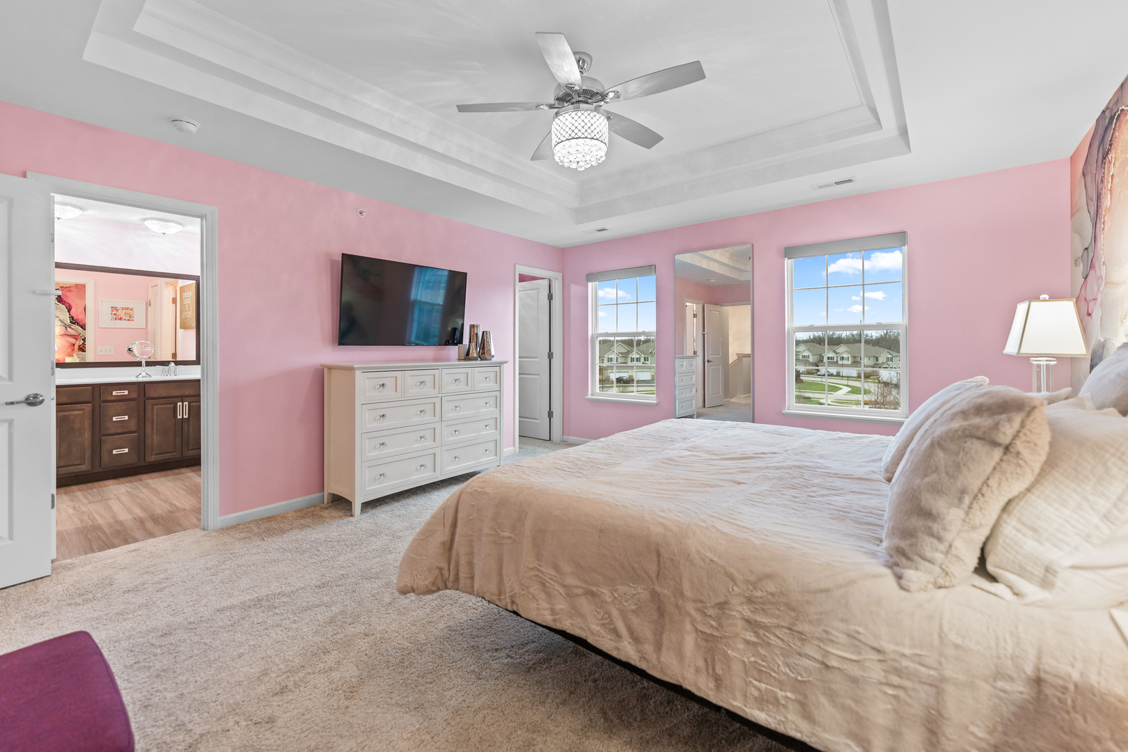 1627 Sager Way Batavia, IL 60510 - Photo 19 of 30 a bedroom with a bed dresser and a flat screen tv