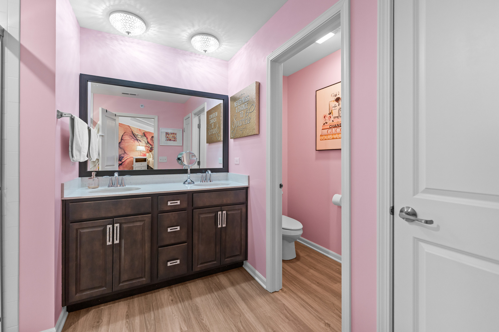 1627 Sager Way Batavia, IL 60510 - Photo 20 of 30 a bathroom with a granite countertop sink mirror vanity and toilet