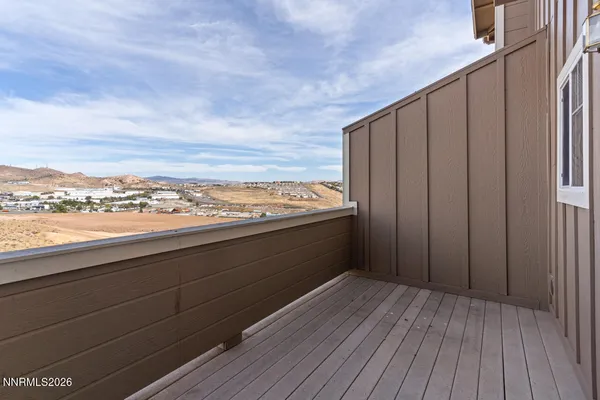 a view of terrace with wooden floor