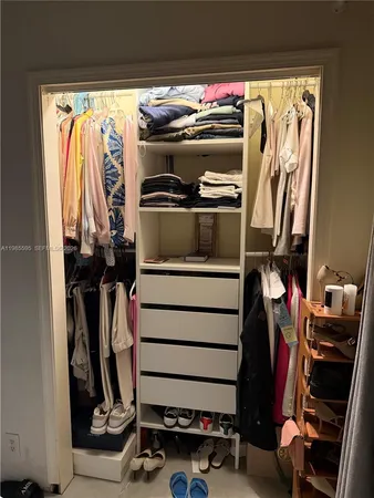 a storage room with cabinets