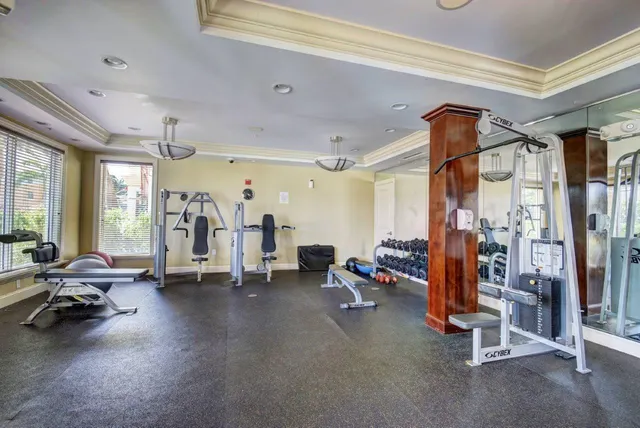 a view of a room with gym equipment