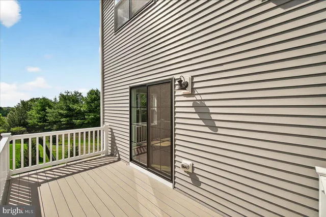 a view of a wooden balcony