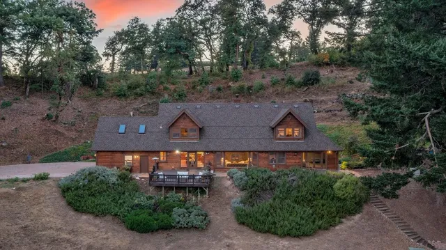 an aerial view of a house