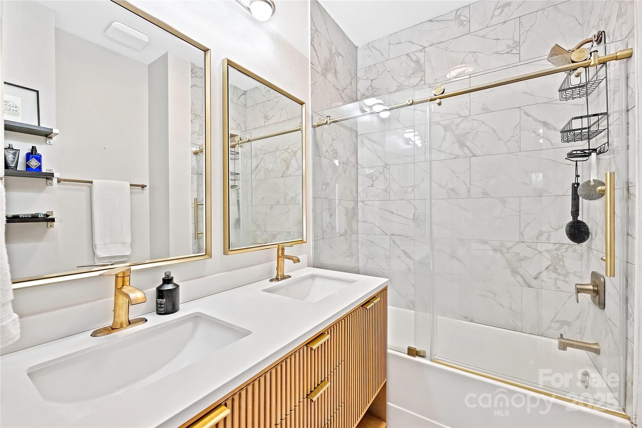 1425 Camden Road Charlotte, NC 28203 - Photo 21 of 37 a bathroom with a sink and a large mirror