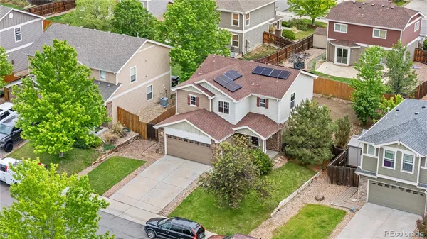 an aerial view of a house