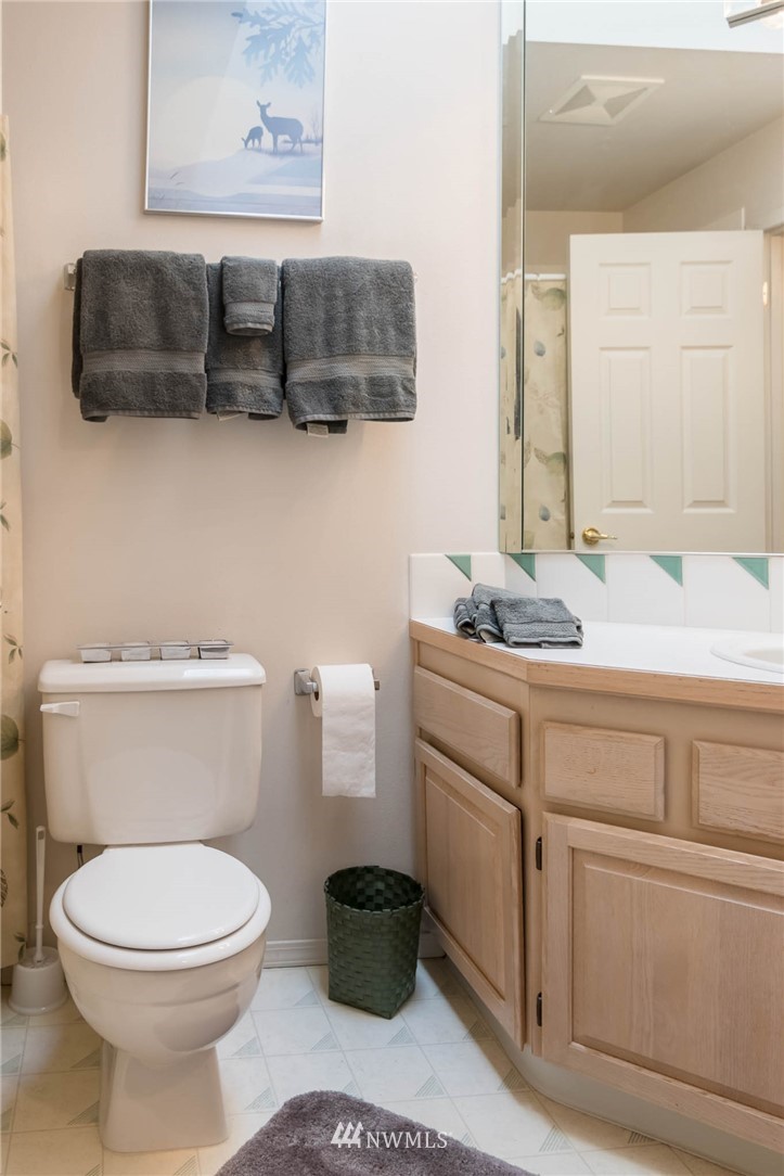 36907 17th Avenue South Federal Way, WA 98003 - Photo 21 of 25 a bathroom with a toilet a sink and a mirror