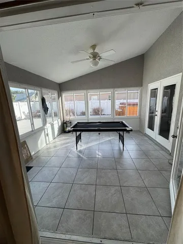 a living room with a large window