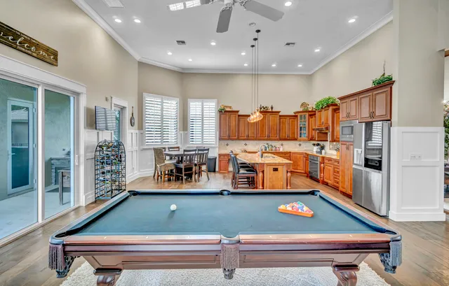a bathroom with a large tub and sink