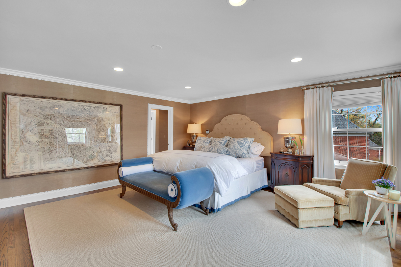 500 Douglas Drive Lake Forest, IL 60045 - Photo 20 of 34 a spacious bedroom with a bed and glass wall