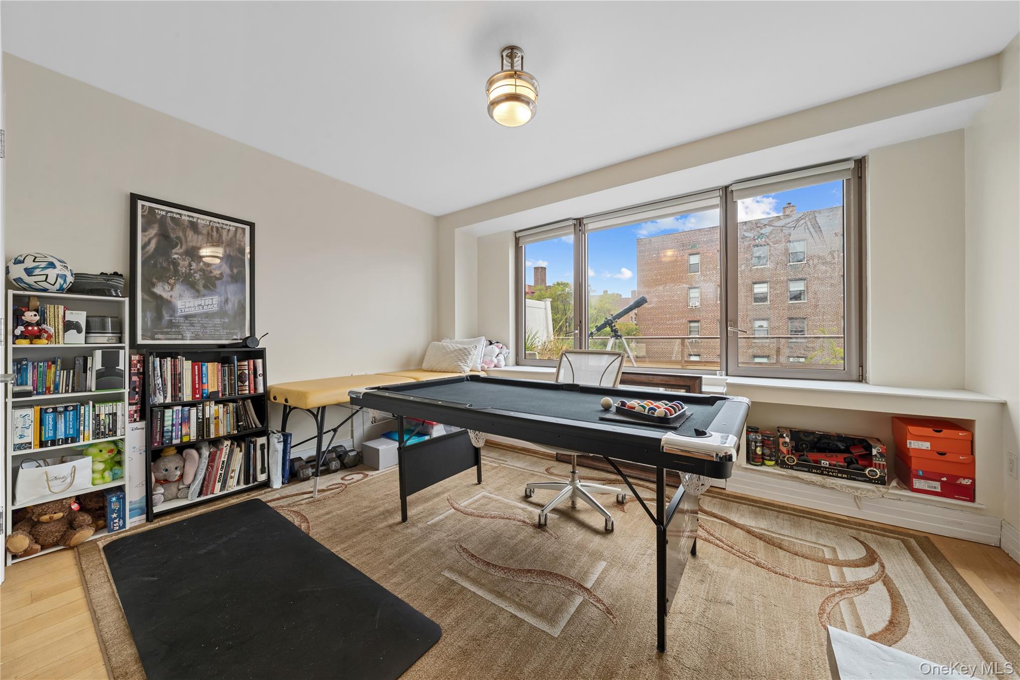64-05 Yellowstone Boulevard, Unit PH 509 Queens, NY 11375 - Photo 14 of 28 a very nice looking living room with a large window and a book shelf