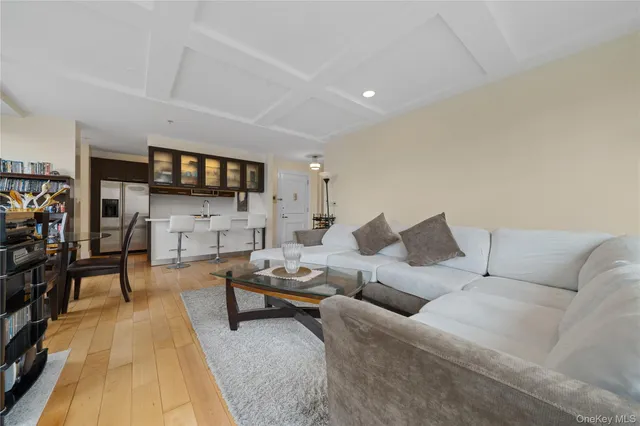 a living room with furniture and a rug