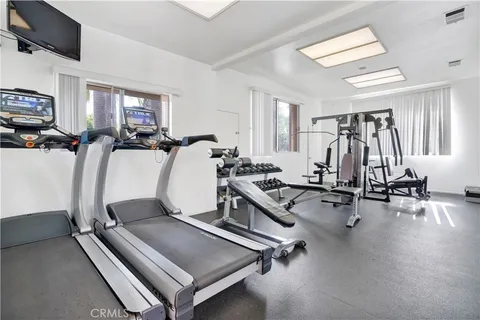 a view of a room with gym equipment